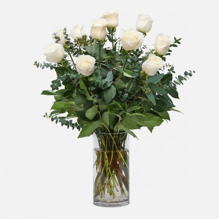 1-Dozen White Roses