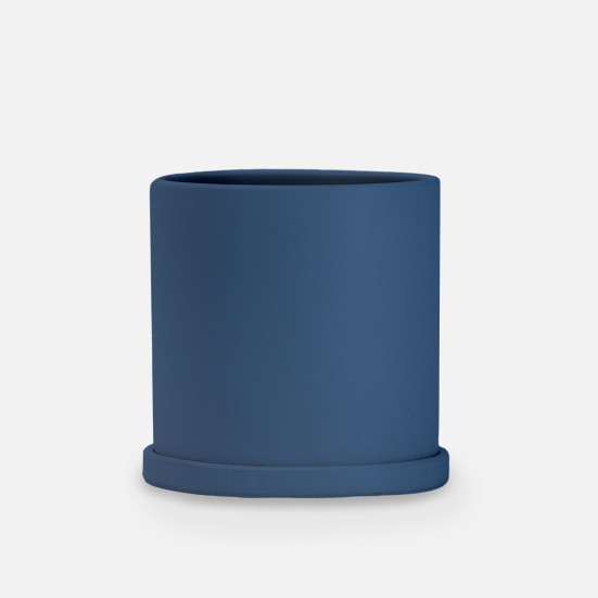 5'' Blue Ceramic + Saucer Containers/Planters