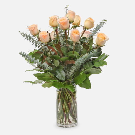1-Dozen Peach Roses Flowers for Mom