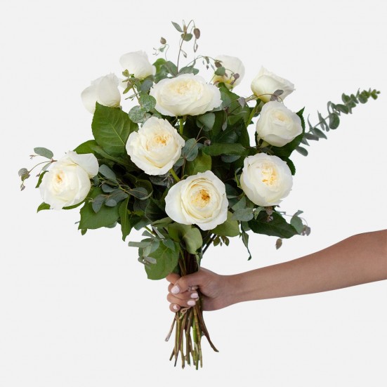 White Garden Rose Bouquet Just Roses
