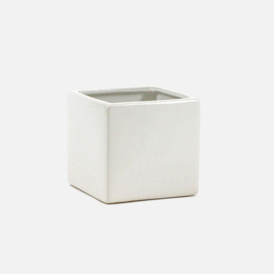 4'' White Ceramic Cube Accent Decor