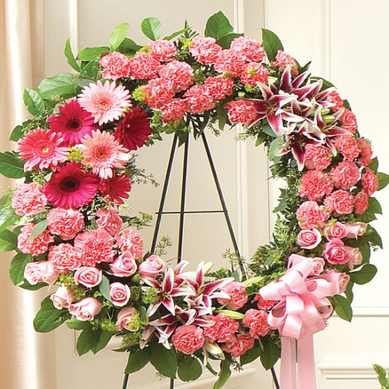 Serene Blessings Standing Wreath - Pink Sympathy