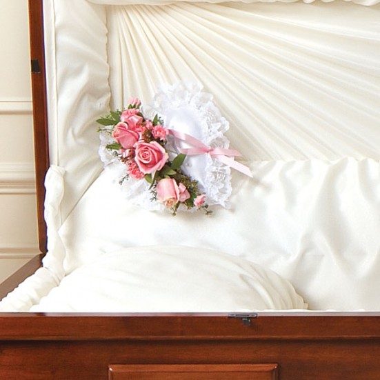 Pink Satin Heart Casket Pillow Sympathy & Funeral