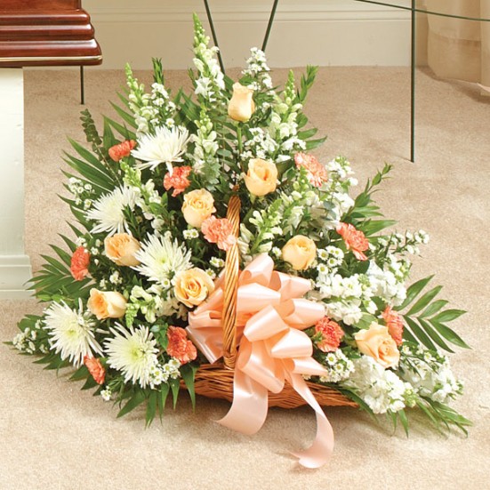Thoughts & Prayer Fireside Basket - Peach & White Sympathy & Funeral