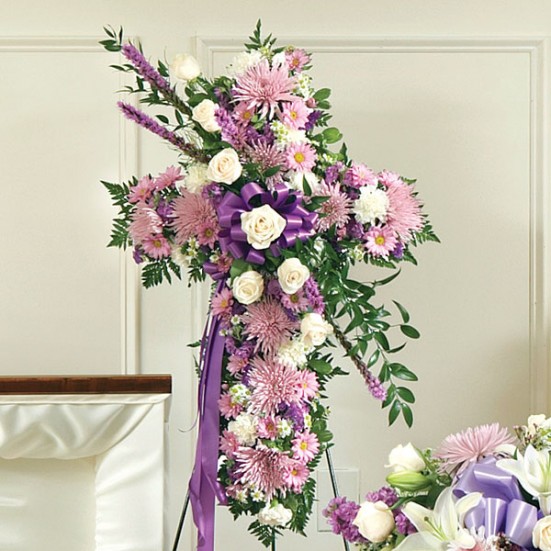 Always Remember Lavender Floral Cross Tribute Sympathy