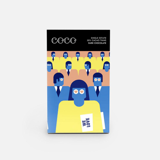 COCO Single Estate Dark Chocolate Cacao Thins Love & Romance