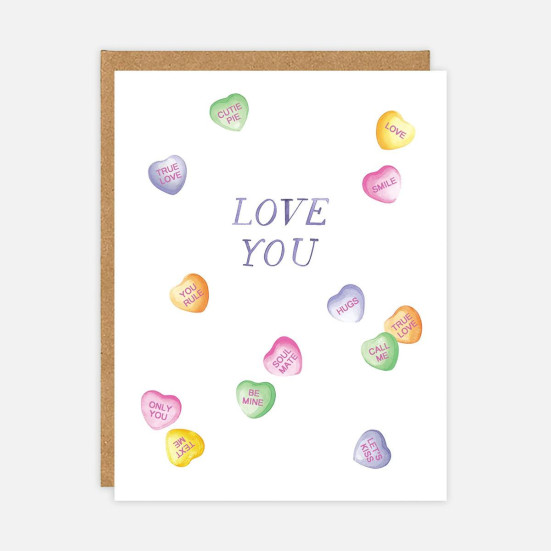 Candy Hearts Love Card Valentine's Day