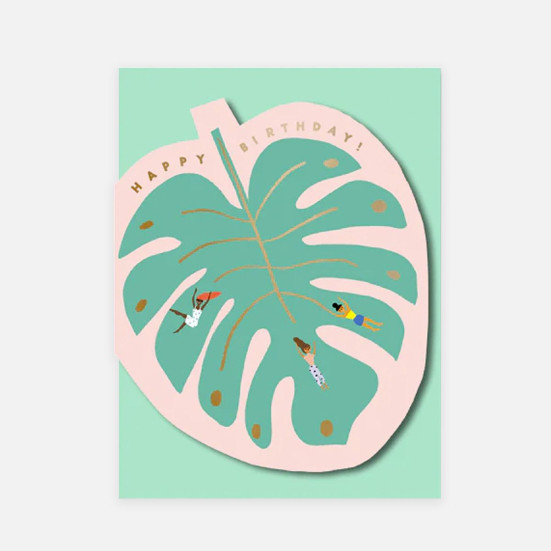 Monstera Leaf Shaped Birthday Card New Arrivals