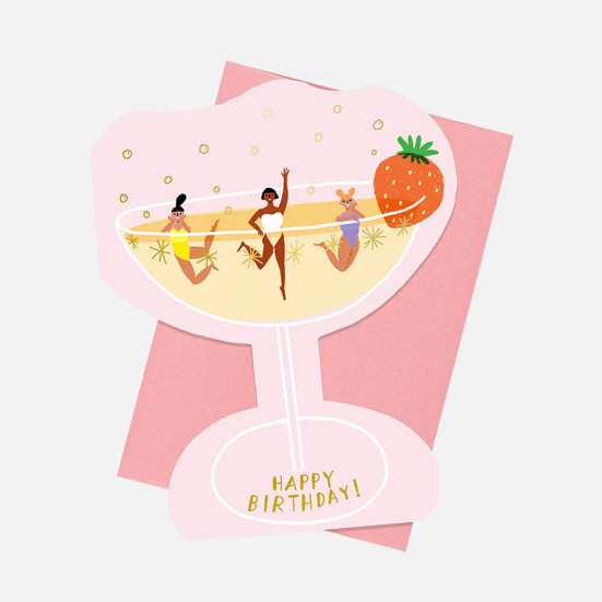 Champagne Shaped Birthday Card Greeting Cards