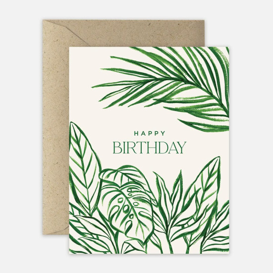 Brush Tropical Birthday Card Greeting Cards