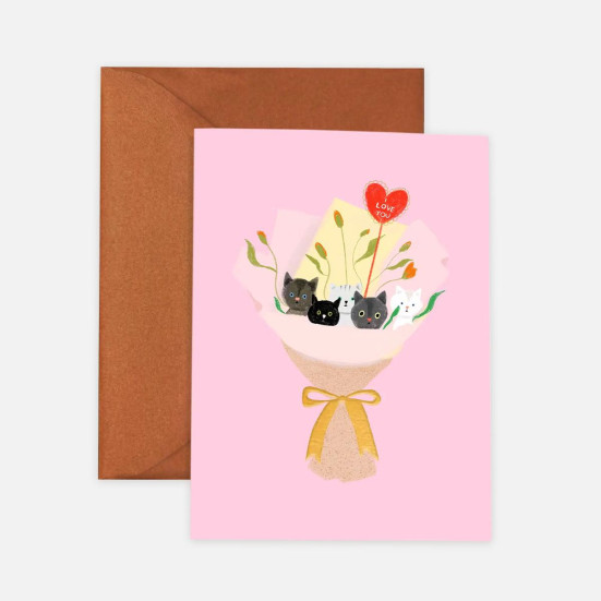 Cat Bouquet Card Greeting Cards