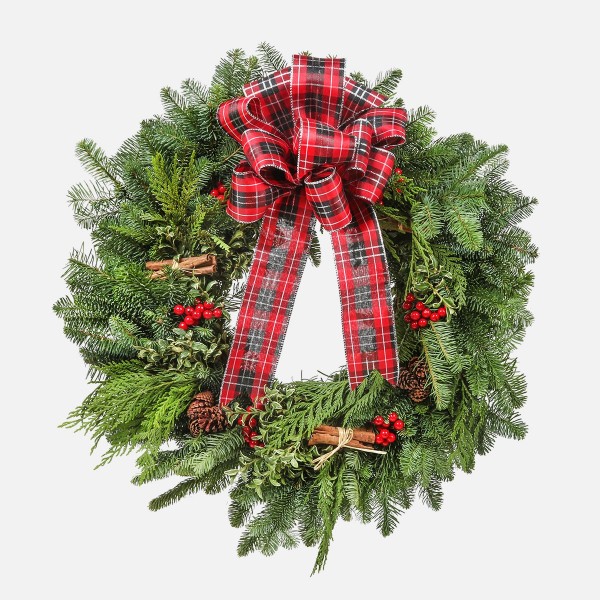 Noble Fir Mixed Wreath (Decorated) by Plantshed