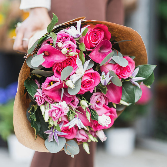 Designer's Choice Wrapped Bouquet Flowers for Mom