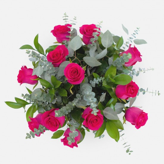 1-Dozen Bright Pink Roses Flowers for Mom