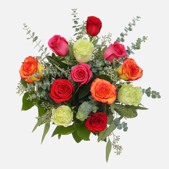 1-Dozen Multicolor Roses Flowers for Mom