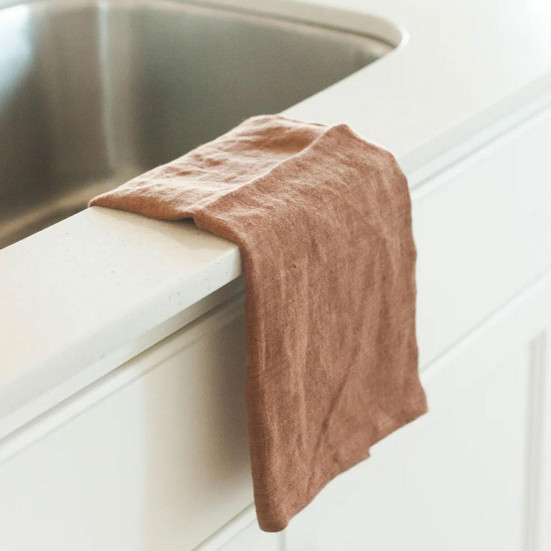 Creative Women Stone Washed Linen Terra Cotta Tea Towel Housewarming