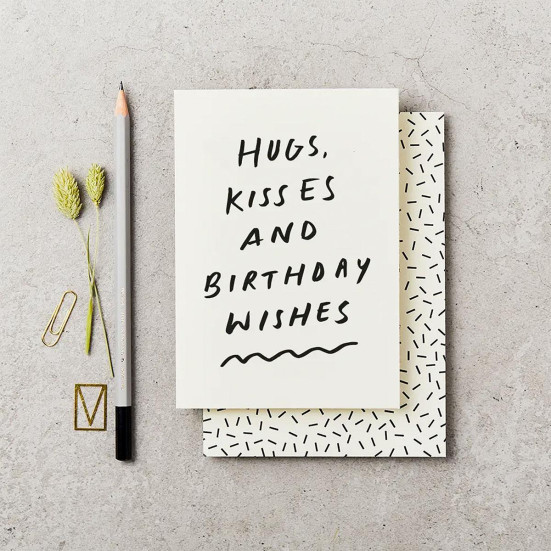 Handwritten Hugs & Kisses Birthday Card Birthday