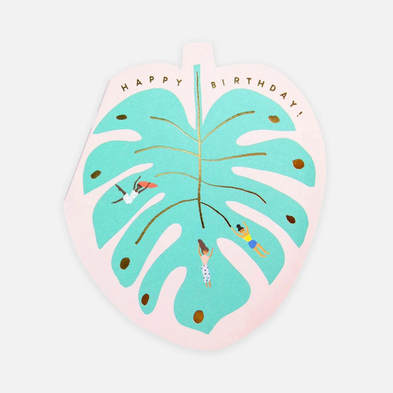 Monstera Leaf Shaped Birthday Card New Arrivals
